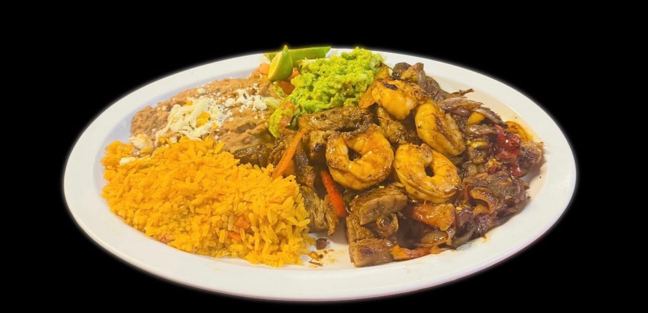 Steak and shrimp.