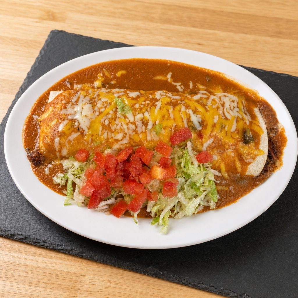 Al pastor deluxe burrito.